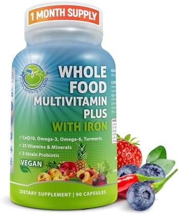 Vegan Whole Food Multivitamin With Iron, Daily Multivitamin For Women ...